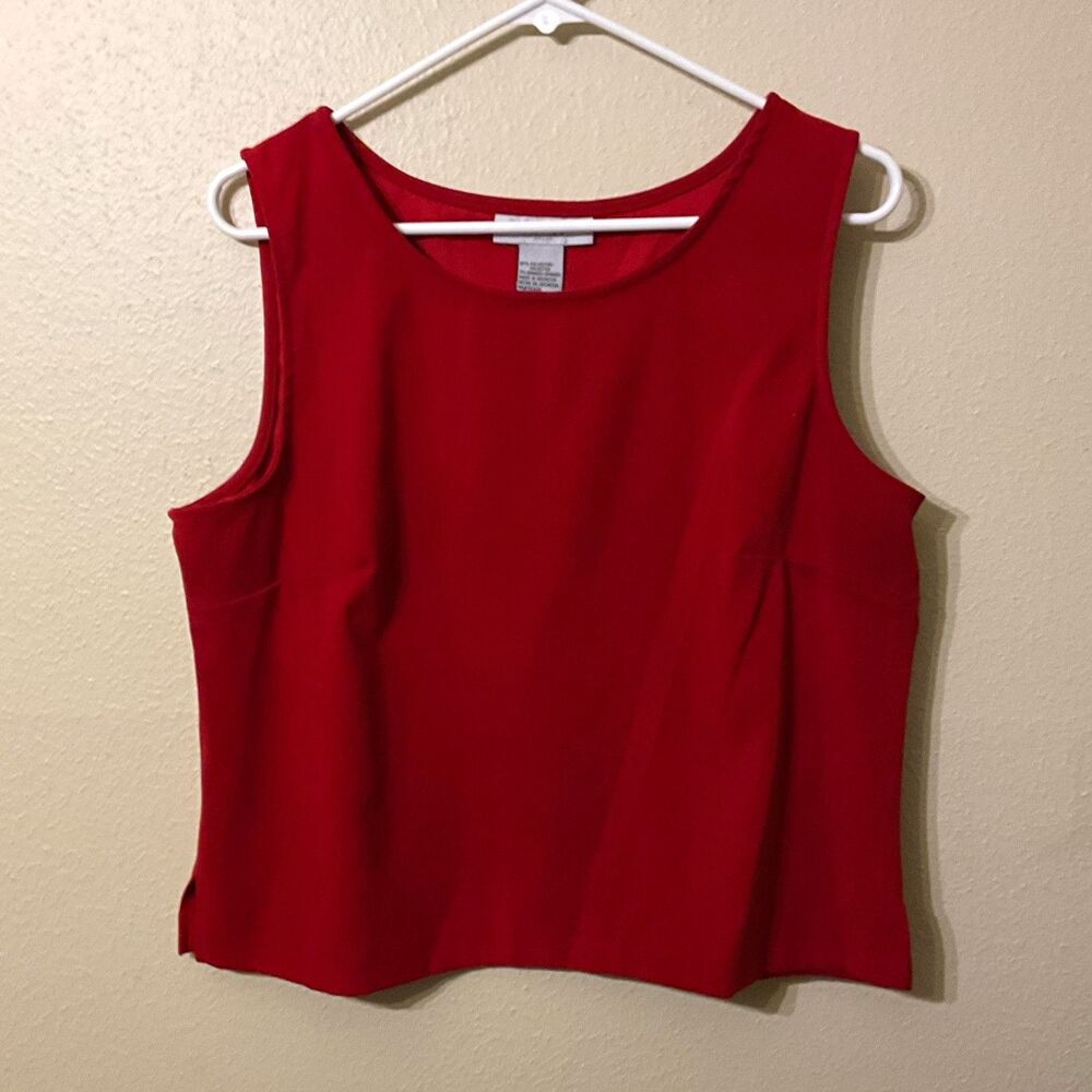 Vintage Sag Harbor Red Velour Tank Top Size 14 80s 90s Velvet Sleeveless Blouse